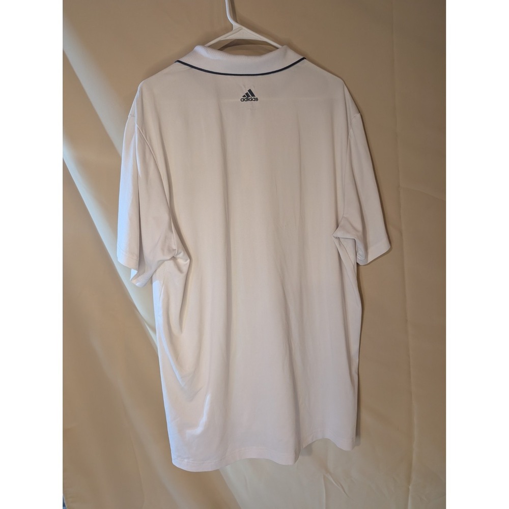 ADIDAS Puremotion Golf Polo Shirt White Navy Stripes Size L Minor Stains‎ Flaws - Picture 4 of 5